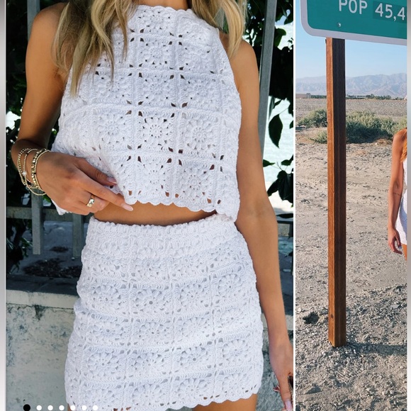 Show me your Mumu, Lucy Skirt, XS, white crochet mini skirt - Picture 3 of 5